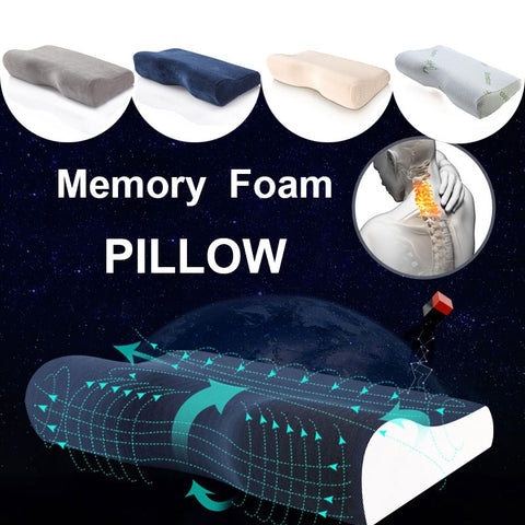 Cotton/Velvet/Bamboo Fiber Orthopedic Pillows For Neck Pain Memory Foam Bedding Pillow with pillowcase
