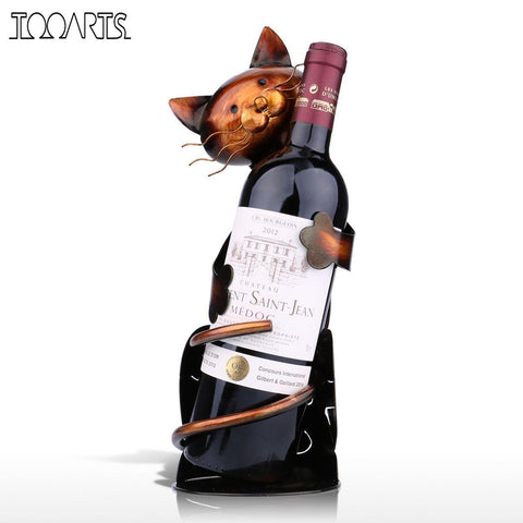Cat Wine Rack Wine Holder Shelf Metal Sculpture Practical Sculpture Wine stand Home Decoration Interior Crafts