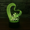 LOVE - 3D Illusion 7 Color Night Light with Touch Switch USB Cable Nice Gift