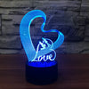 LOVE - 3D Illusion 7 Color Night Light with Touch Switch USB Cable Nice Gift