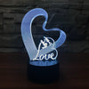 LOVE - 3D Illusion 7 Color Night Light with Touch Switch USB Cable Nice Gift