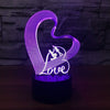 LOVE - 3D Illusion 7 Color Night Light with Touch Switch USB Cable Nice Gift