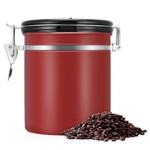 Large Airtight Stainless Steel Vacuum Sealed Coffee Canister for Ground or Whole Beans