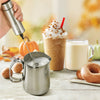 Handheld Milk Frother with Pedestal, Clean Brush, Stainless Steel, Perfect for Cappuccinos, Bulletproof Coffee, Latte