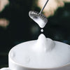 Handheld Milk Frother with Pedestal, Clean Brush, Stainless Steel, Perfect for Cappuccinos, Bulletproof Coffee, Latte