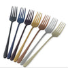 7PCS 18/8 Stainless Steel Dinner Fork Set Korea Colourful Dessert Fork With Long Handle Gold Blue Fork Set for Hotel Party