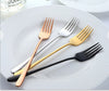 7PCS 18/8 Stainless Steel Dinner Fork Set Korea Colourful Dessert Fork With Long Handle Gold Blue Fork Set for Hotel Party