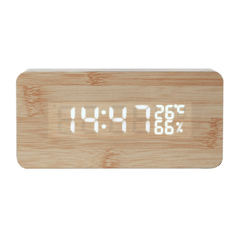 Digital LED Wooden Desk Alarm Clock