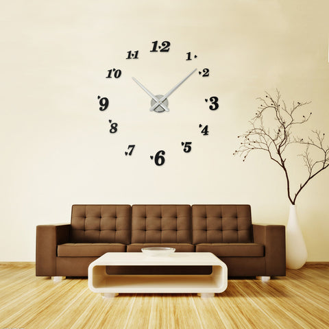 Large Frameless DIY Love Heart Digit Number Wall Clock