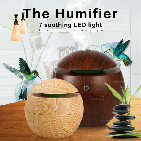 USB Aroma Oil Diffuser - Ultrasonic Cool Mist Humidifier Air Purifier 7 Color Change LED Night light for Office Home