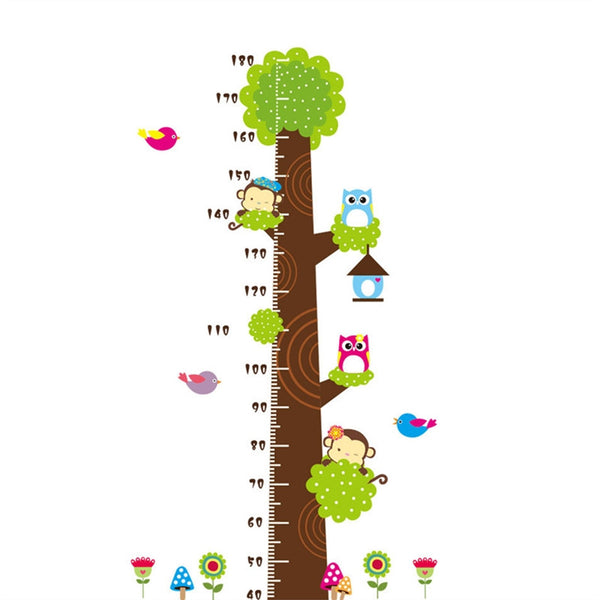 Removable DIY PVC Cartoon Kids Height Measure Ruler Nursery Growth Chart Wall Stickers Murals Home Walls Decor