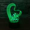 LOVE - 3D Illusion 7 Color Night Light with Touch Switch USB Cable Nice Gift