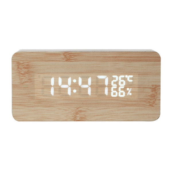 Digital LED Wooden Desk Alarm Clock