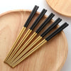 5 Pairs Chopsticks Stainless Steel Titanize Chinese Gold chopsitcks Set Black Metal Chop Sticks Set Used For Sushi Dinnerware