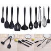 10Pcs/set Nonstick Baking Cookware Set Silicone Cooking Tools - Household Kitchen Cooking Utensils Gadgets Black